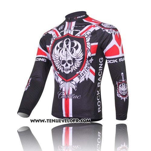 2013 Maillot Ciclismo Rock Racing Noir et Rouge Manches Longues et Cuissard
